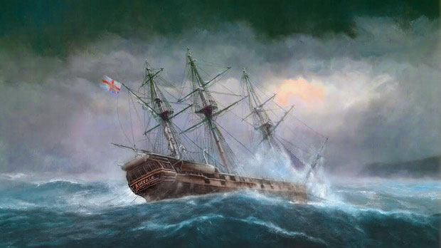HMS Buffalo adrift off Whitianga