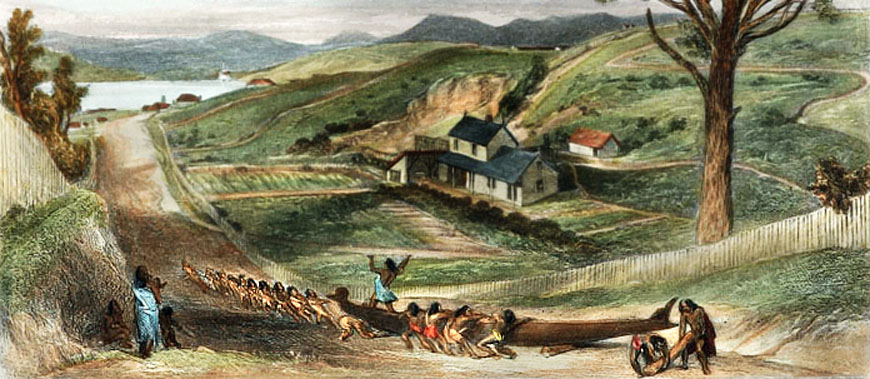 Waka portage Wellington 1845